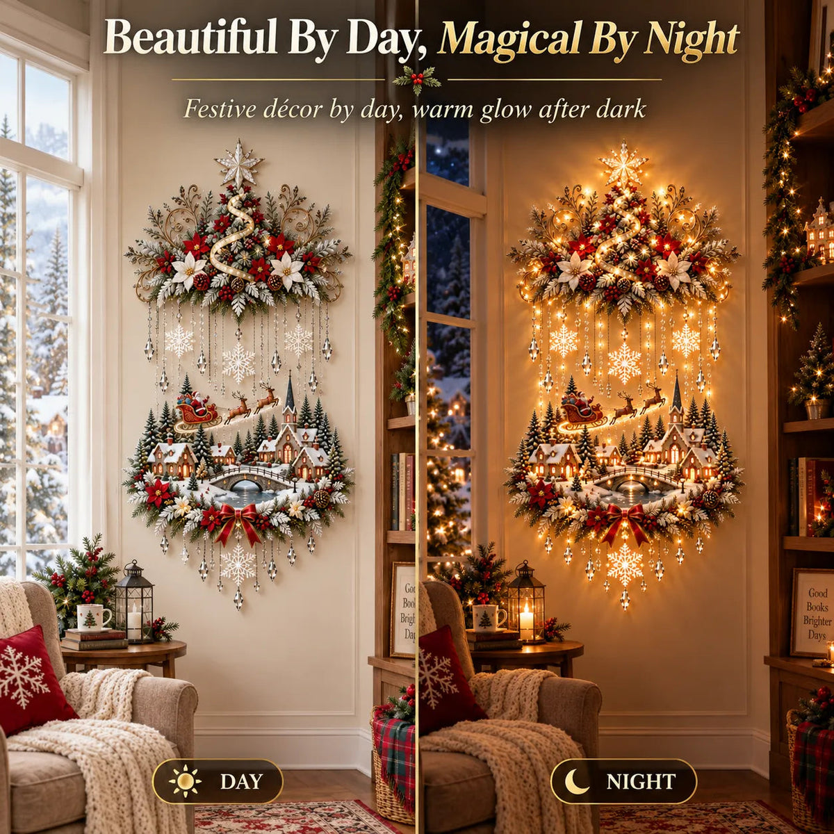 🎄 Christmas Hot Sale – 50% OFF ✨ Christmas Village Cascade Wall Light™ – A Glowing Holiday Story for Your Wall