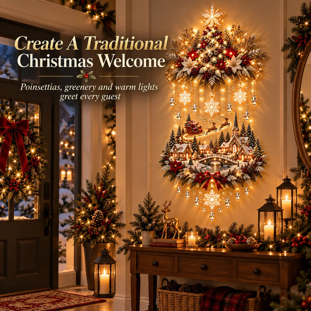 🎄 Christmas Hot Sale – 50% OFF ✨ Christmas Village Cascade Wall Light™ – A Glowing Holiday Story for Your Wall