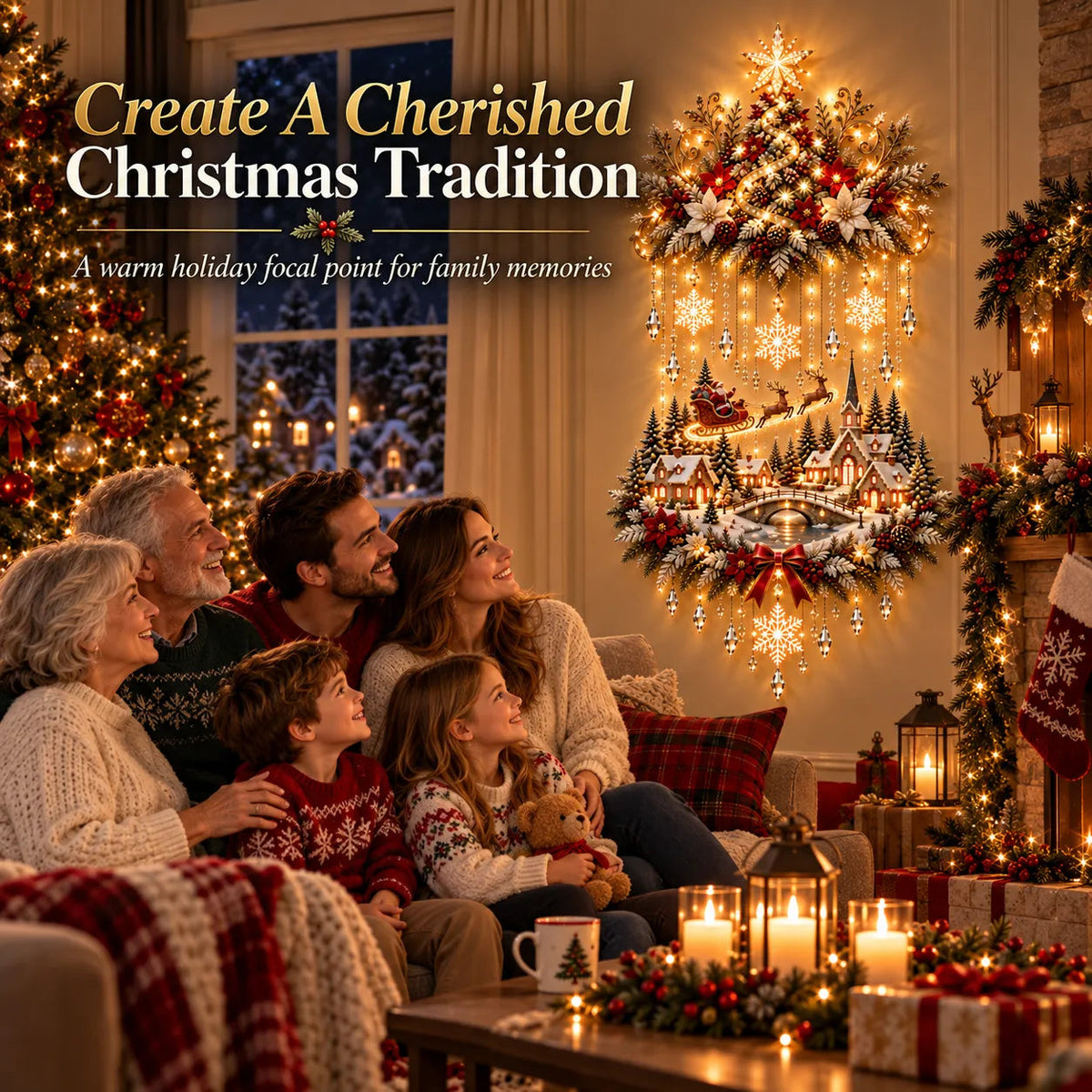 🎄 Christmas Hot Sale – 50% OFF ✨ Christmas Village Cascade Wall Light™ – A Glowing Holiday Story for Your Wall