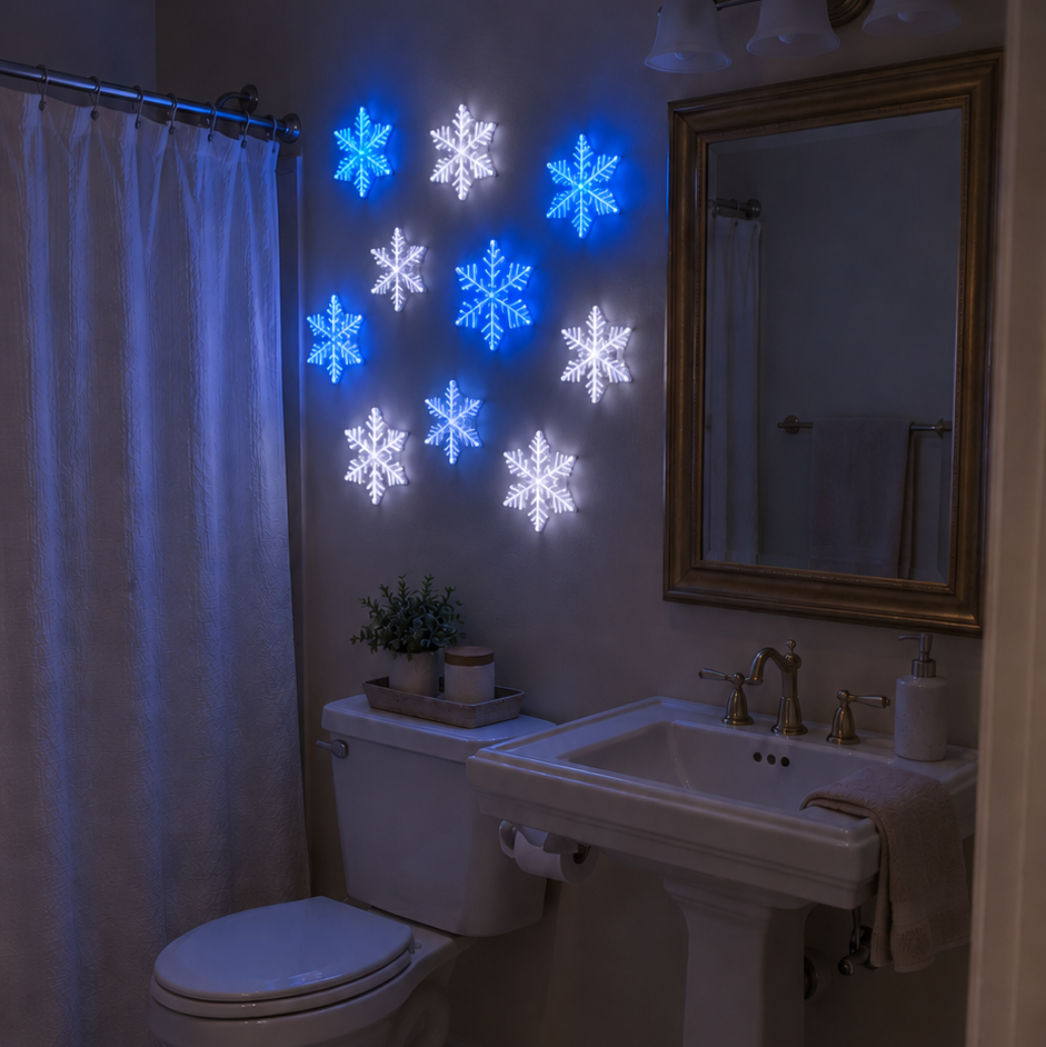 ❄️ 12-Piece LED Snowflake Wall Light Set – Remote-Controlled Christmas Winter Decor