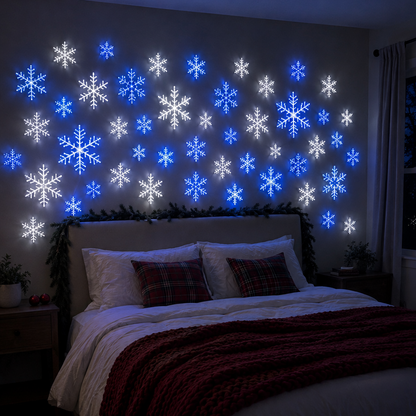 ❄️ 12-Piece LED Snowflake Wall Light Set – Remote-Controlled Christmas Winter Decor