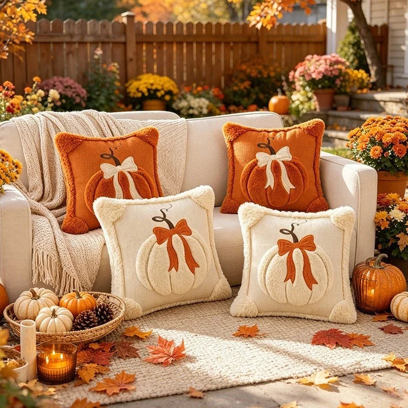 Jacquard Pumpkin Pillow Covers – 18x18 Inch