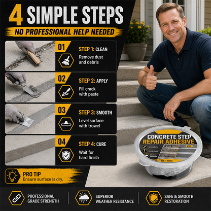 🧱 Concrete Step Repair Paste – Fill Cracks, Chips & Broken Edges Without Complicated Mixing