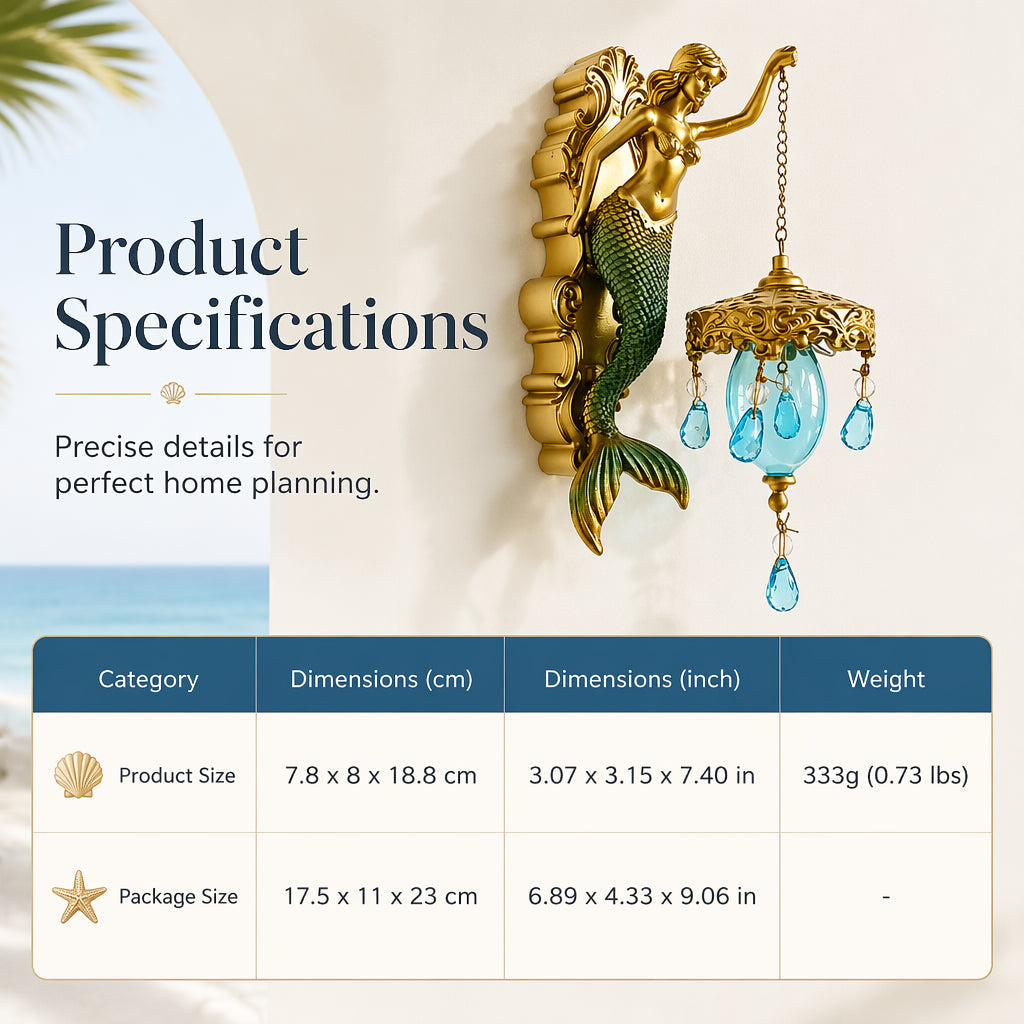 Hand-Painted Mermaid Wall Sconce – Nautical & Artisan Design