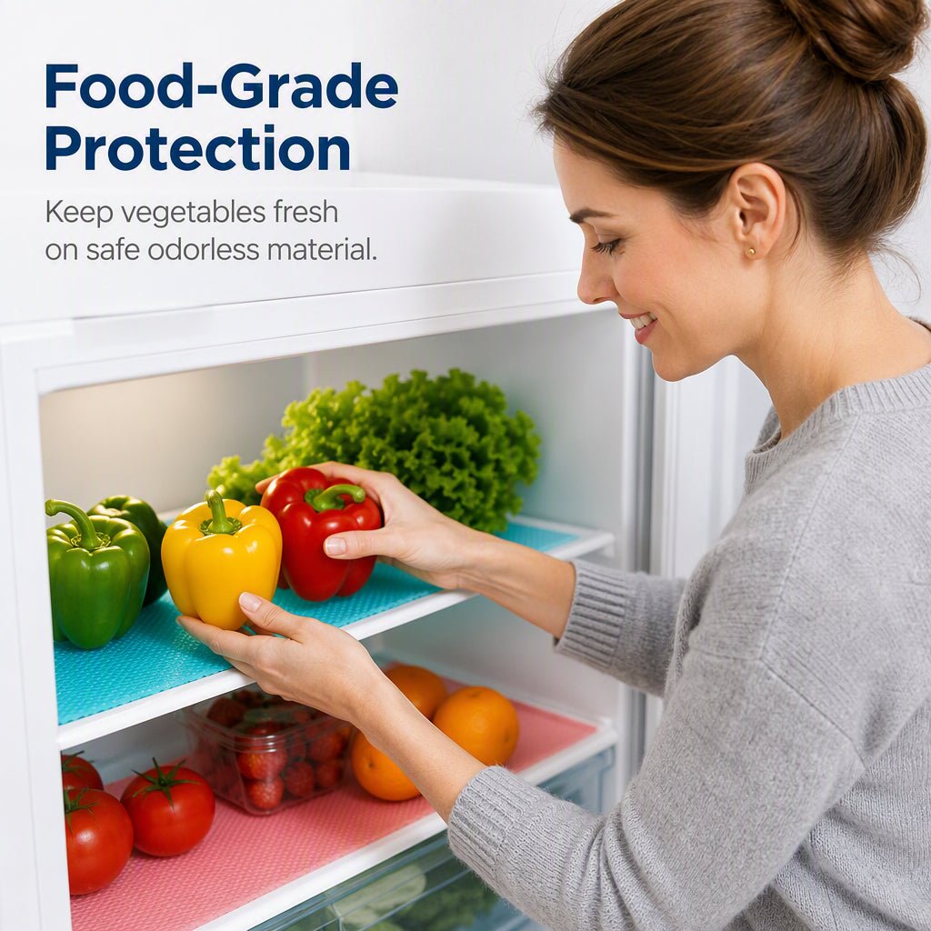 Waterproof Fridge Shelf Liners – Non-Slip, Easy-Clean & Food-Safe – Keeps Fridge Shelves Fresh & Organized
