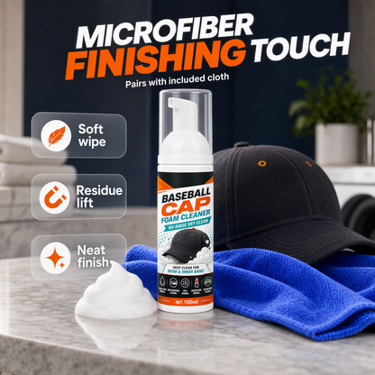 🧢 No-Rinse Baseball Cap Foam Cleaner – Deep Clean Brims, Sweatbands & Everyday Buildup
