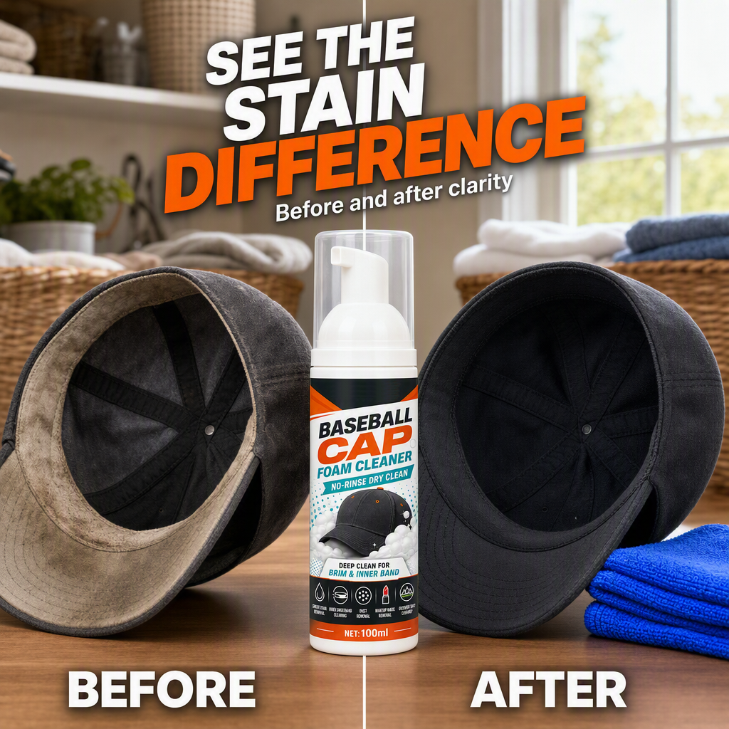 🧢 No-Rinse Baseball Cap Foam Cleaner – Deep Clean Brims, Sweatbands & Everyday Buildup