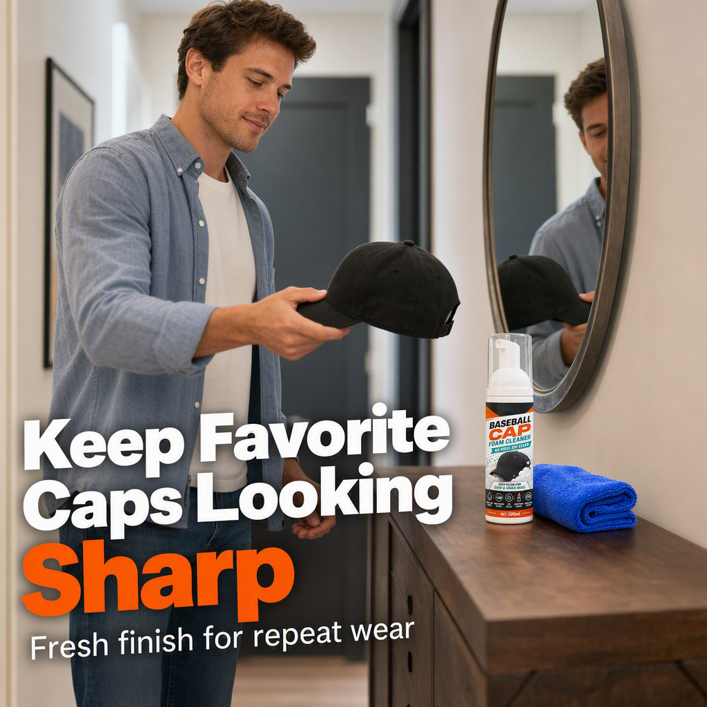 🧢 No-Rinse Baseball Cap Foam Cleaner – Deep Clean Brims, Sweatbands & Everyday Buildup
