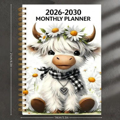 ⏰📅 LAST DAY SALE ONLY￡6.99!! 🐮2026-2030 Calendar – 5-Year Planner with Charming Highland Cow Cover | Full Month Labels & Easy Annual Viewing (60 Months)