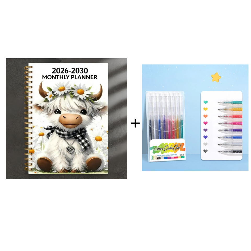 ⏰📅 LAST DAY SALE ONLY￡6.99!! 🐮2026-2030 Calendar – 5-Year Planner with Charming Highland Cow Cover | Full Month Labels & Easy Annual Viewing (60 Months)