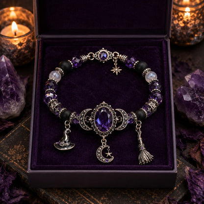 🔥Hot Sale - 50% OFF🔥💜 Gothic Purple Rhinestone Halloween Bracelet