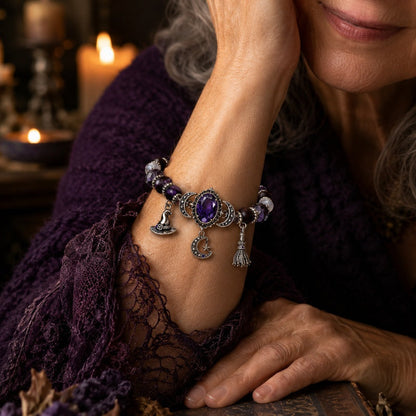 🔥Hot Sale - 50% OFF🔥💜 Gothic Purple Rhinestone Halloween Bracelet