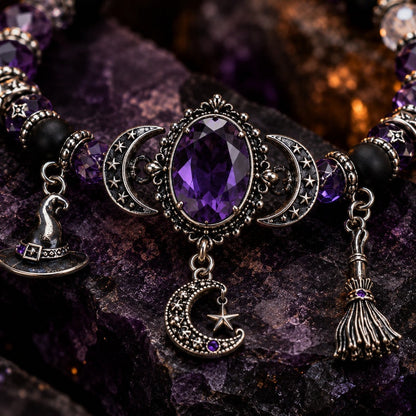 🔥Hot Sale - 50% OFF🔥💜 Gothic Purple Rhinestone Halloween Bracelet