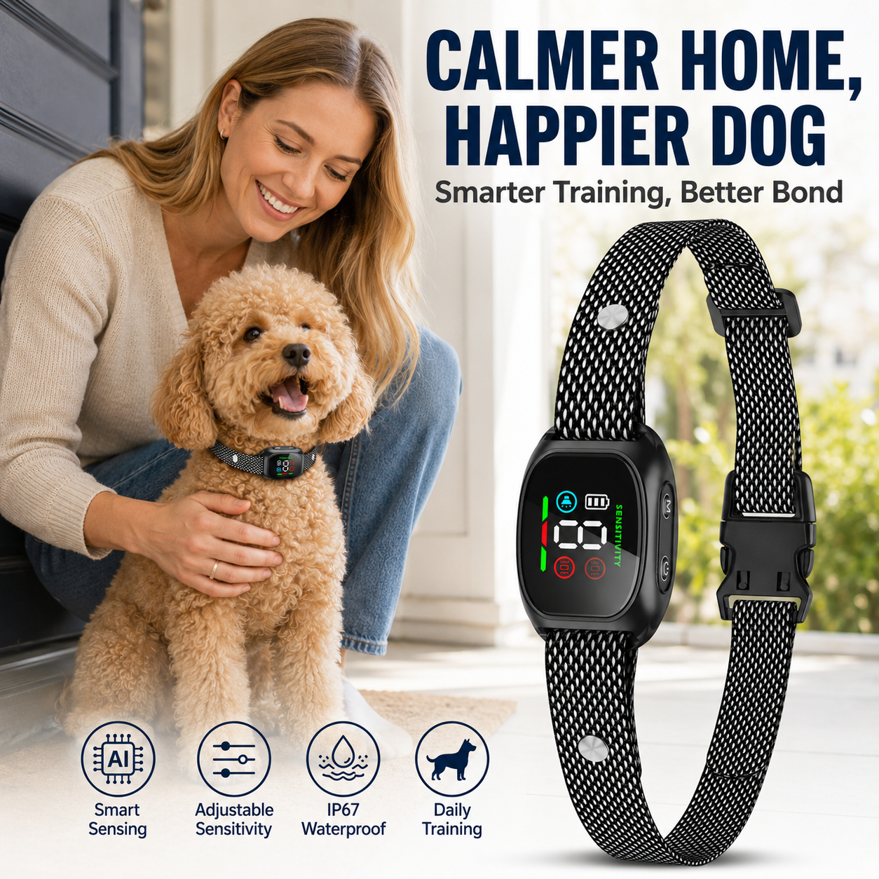 ⭐ Bestseller! 🔥Hot Sale - 50% OFF🔥No-shock anti-bark collar – beep & vibration modes, IP67 waterproof. Fits all sizes. 🐕✨
