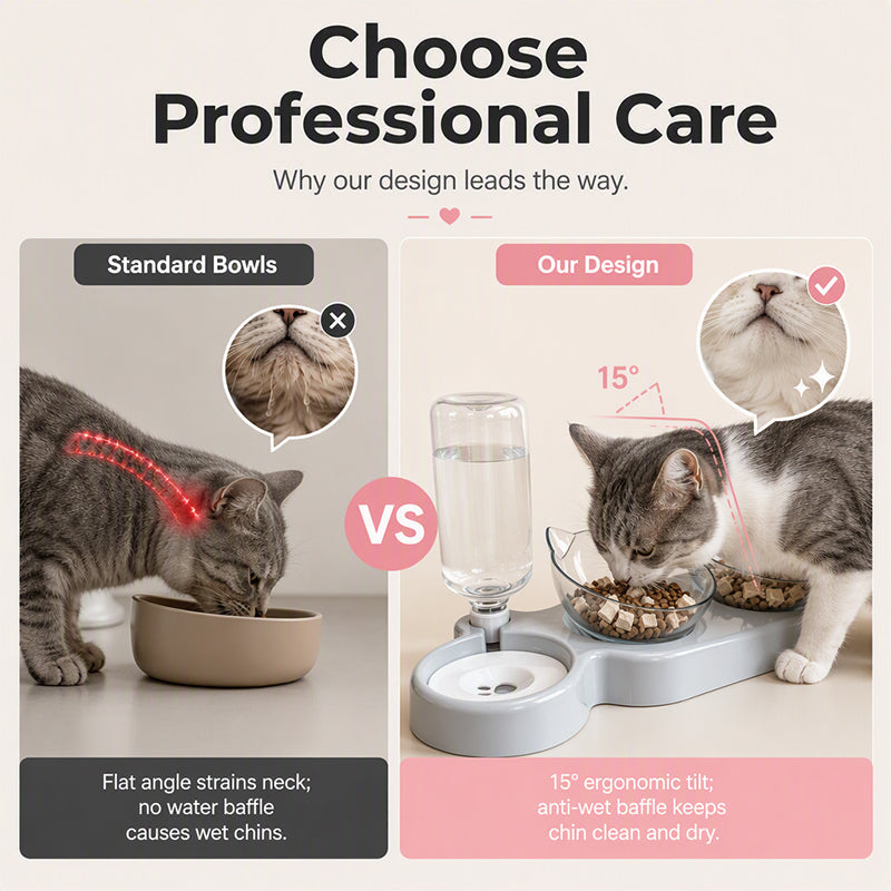 🥳2026 HOT SALE🥳💞50K+ SOLD!50% OFF🔥2-in-1 Ergonomic Elevated Tilted Pet Bowl