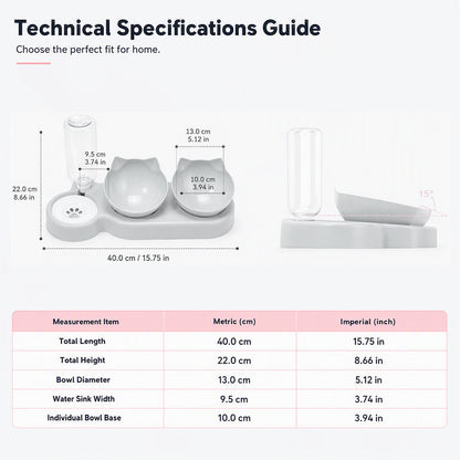 🥳2026 HOT SALE🥳💞50K+ SOLD!50% OFF🔥2-in-1 Ergonomic Elevated Tilted Pet Bowl