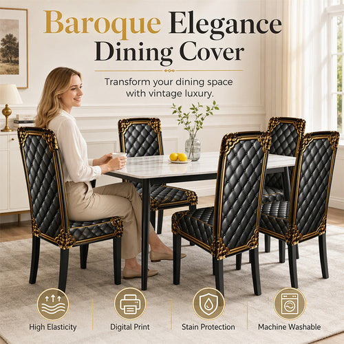 🪑☁️ Baroque-Print Stretch Chair Cover | High-Density Stretch Fabric, Machine Washable 🧵