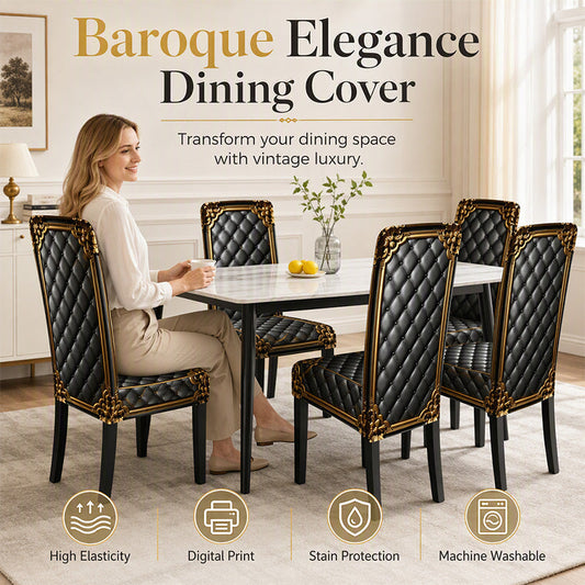 🪑☁️ Baroque-Print Stretch Chair Cover | High-Density Stretch Fabric, Machine Washable 🧵