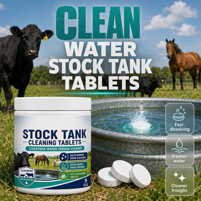 ⏰ BUY 1 GET 1 FREE💧 Stock Tank Cleaning Tablets - Effervescent Trough Grime & Buildup Remover 🐮