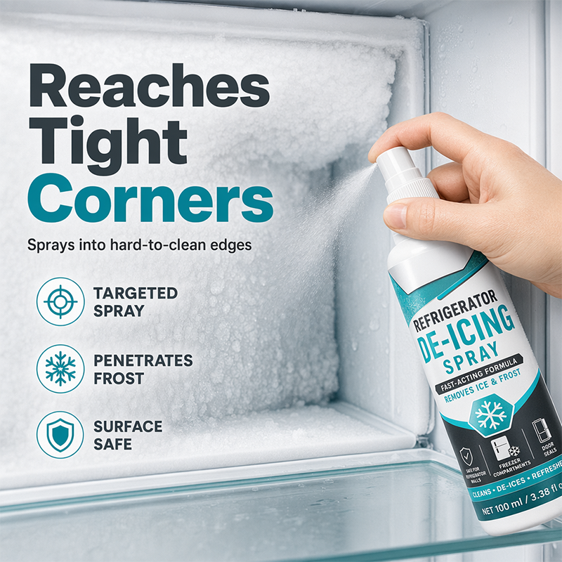 Fast-Acting Refrigerator Defrost Spray | No-Scratch Ice Remover with Free Scraper for Freezers & Deep Fridges