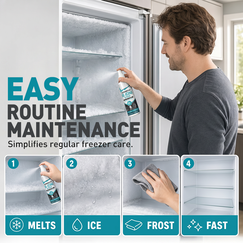 Fast-Acting Refrigerator Defrost Spray | No-Scratch Ice Remover with Free Scraper for Freezers & Deep Fridges