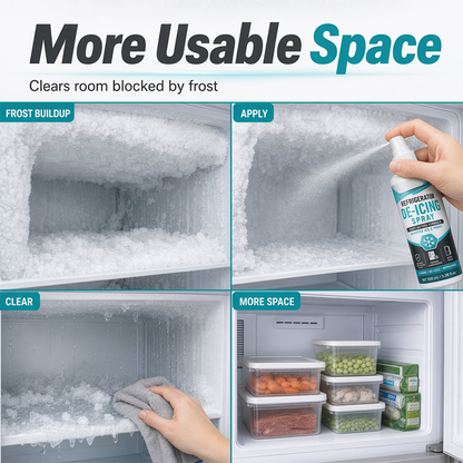 Fast-Acting Refrigerator Defrost Spray | No-Scratch Ice Remover with Free Scraper for Freezers & Deep Fridges