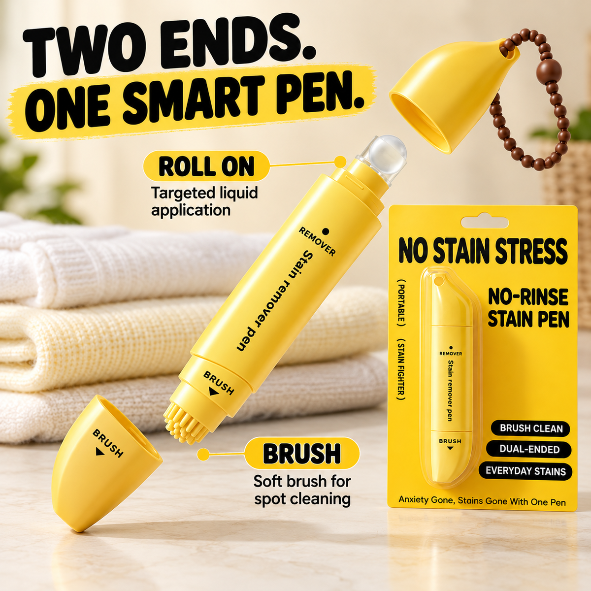 🥳🔥Buy 1 Get 1 Free-🖊️ Portable Dual-Head Stain Remover Pen - Waterless Stain Cleaning